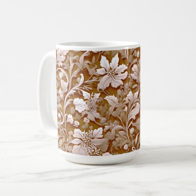 Caneca De Café Terracotta Burnt Orange Modern Botanho Moderno (Frente Esquerda)