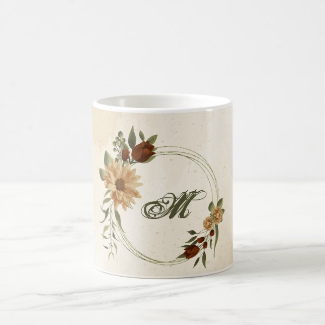 Caneca De Café terracotta floral rustic (Centro)