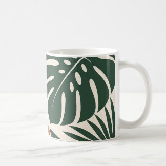 Caneca De Café Terracotta Green Tropical Leaf Silhouette