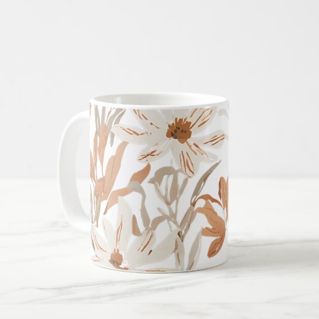 Caneca De Café Terracotta Wildflower Rustic Boho Drinkware (Frente Esquerda)