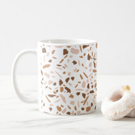 Caneca De Café Terrazzo Marrom e Bege e Branco