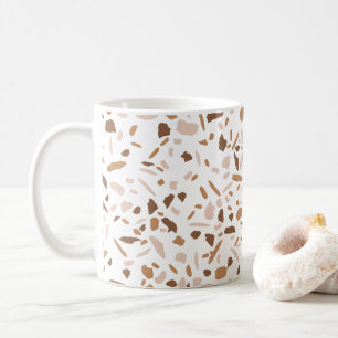 Caneca De Café Terrazzo Marrom e Bege e Branco