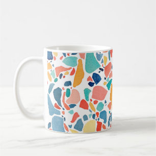 Caneca De Café Terrazzo Watercolor: Padrão Colorido Sem Costura.