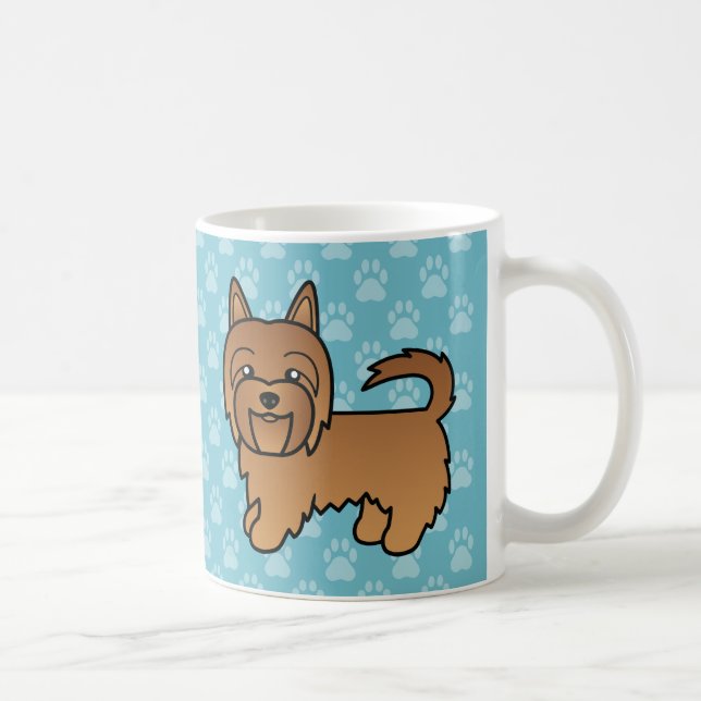 Caneca De Café Terrier Australiano Cartoon Vermelho (Direita)
