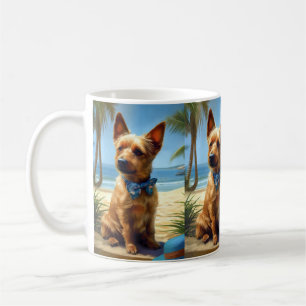 Caneca De Café Terrier Australiano Na Praia presente de verão par