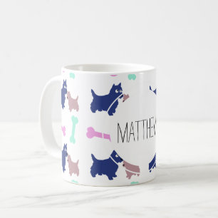 Caneca De Café Terrier Bones Monograma Nome Mug