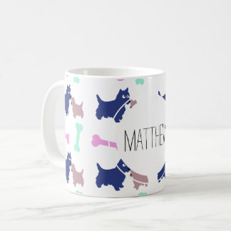 Caneca De Café Terrier Bones Monograma Nome Mug