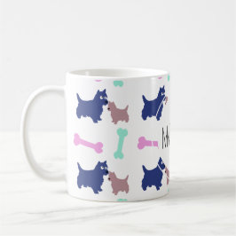 Caneca De Café Terrier Bones Monograma Nome Mug