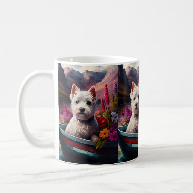 Caneca De Café Terrier branco da Highlândia Ocidental no barco (Esquerda)