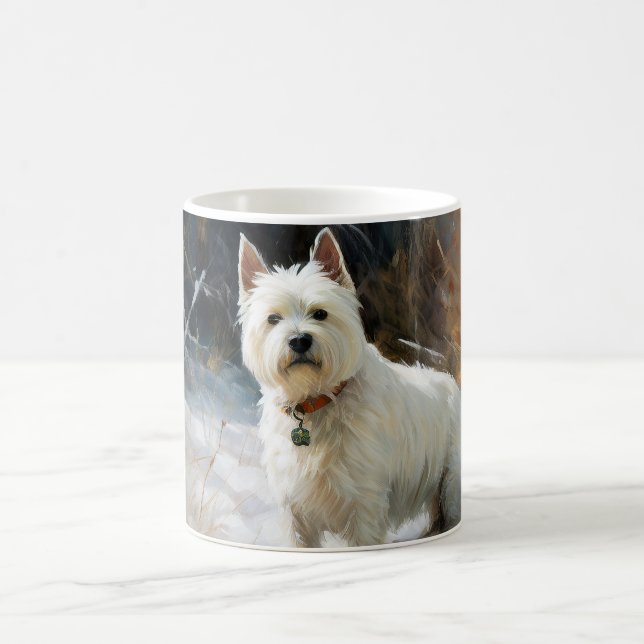 Caneca De Café Terrier Branco do West Highland Deixe Nevar Natal (Centro)