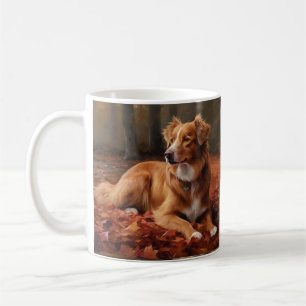 Caneca De Café Terrier da Nova Escócia no Outono as Folhas Caem