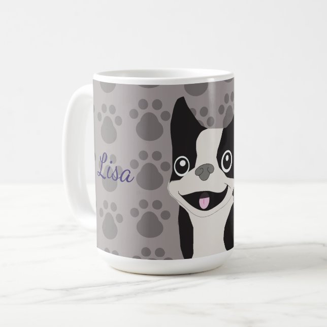 Caneca De Café Terrier de Boston (Frente Esquerda)