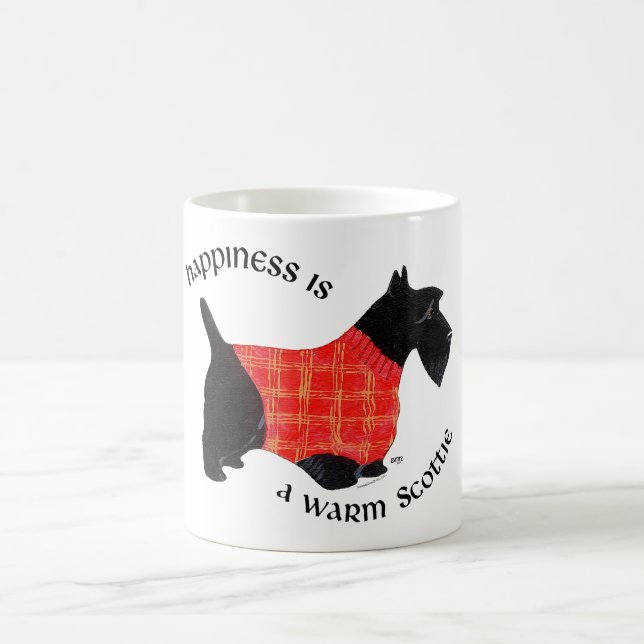 Caneca De Café Terrier Escocês com Suéter Xadrez Vermelho (Centro)
