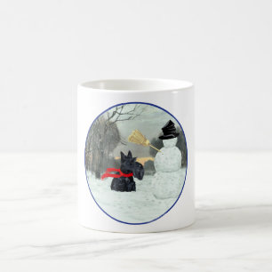 Caneca De Café Terrier Escocês e Boneco de Neve