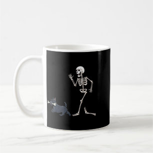 Caneca De Café Térrier Escocês e Esqueleto Engraçados de Hallowee