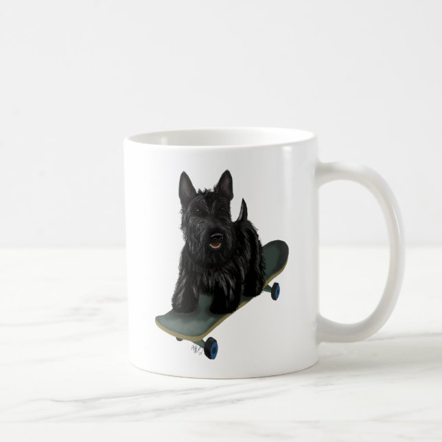 Caneca De Café Terrier escocês e skateboard (Direita)