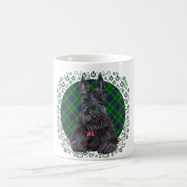 Caneca De Café Terrier Escocês em Tartan (Centro)