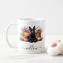 Terrier Fall Mug escocês com nome personalizado