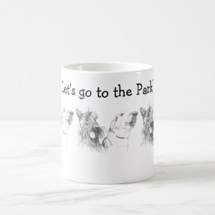 Caneca De Café Terrier Labrador escocês Amigos Desenho de Tinta