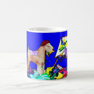 Caneca De Café Terrier Wheaten: "O pintor" (azul)