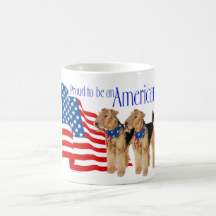 Caneca De Café Terriers Airedale Patrióticos