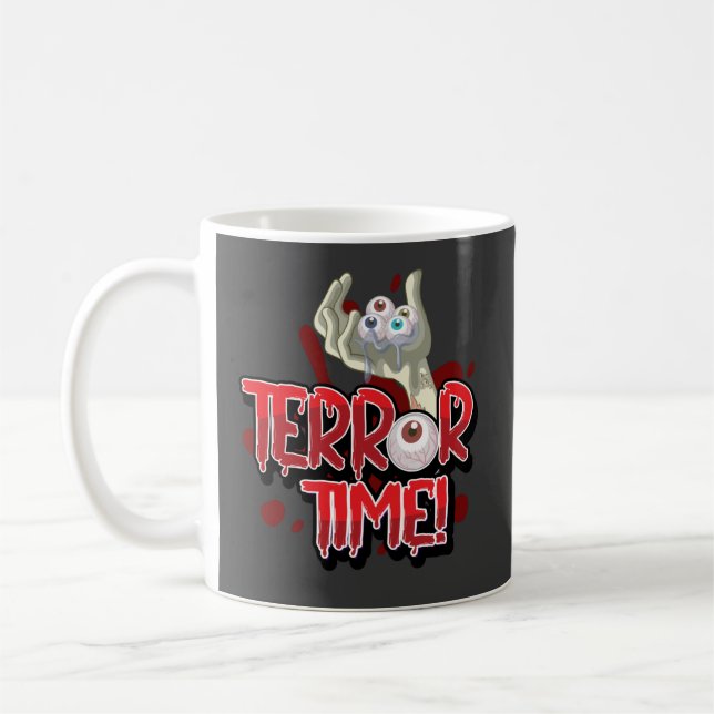 Caneca De Café Terror Time Zombie Mão com Olhos (Esquerda)