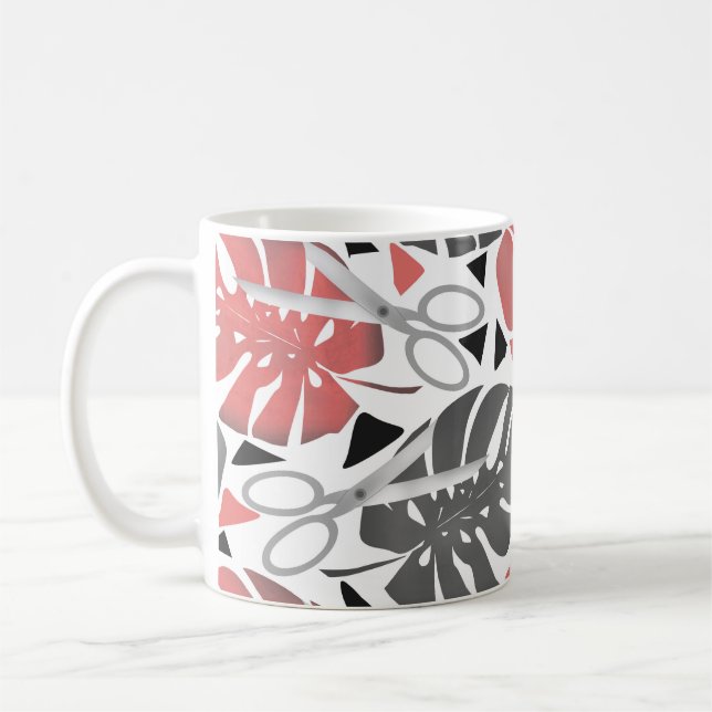 Caneca De Café tesoura de folhas de monstera de estampa tropical  (Esquerda)