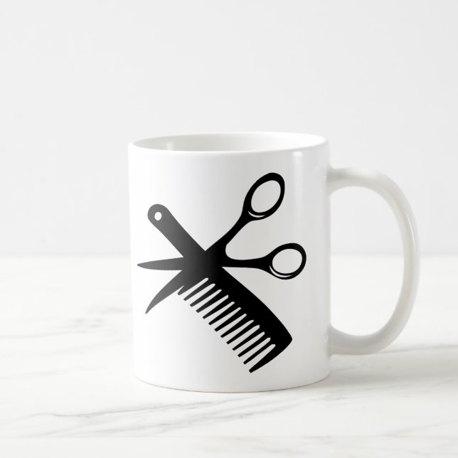 Caneca De Café tesouras pretas do pente do cabeleireiro (Direita)
