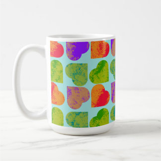 Caneca De Café Tesselaçāo de Coraçāo Colorida Arte Pop Psicodélic