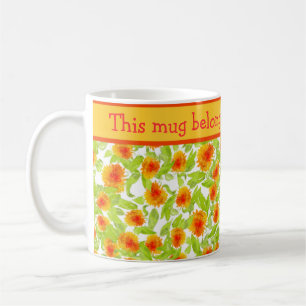 Caneca De Café Teste padrão alaranjado brilhante de Foral dos