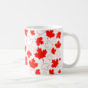 Caneca De Café Teste padrão aleatório branco vermelho da folha 