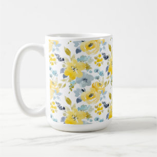 Caneca De Café Teste padrão amarelo & azul da aguarela