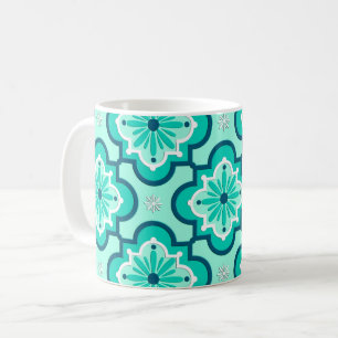 Caneca De Café Teste padrão, Aqua e turquesa marroquinos do