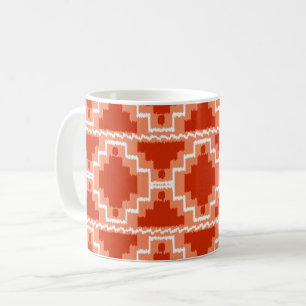 Caneca De Café Teste padrão asteca de Ikat - oxidação, laranja e