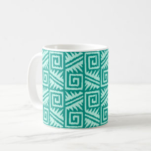 Caneca De Café Teste padrão asteca de Ikat - turquesa e Aqua