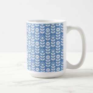 Caneca De Café Teste padrão azul escandinavo retro