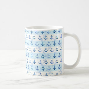 Caneca De Café Teste padrão azul Pastel da âncora