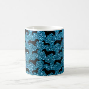 Caneca De Café Teste padrão bonito do brilho do dachshund dos
