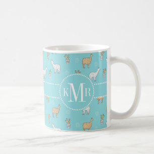 Caneca De Café Teste padrão bonito do cacto do lama da alpaca