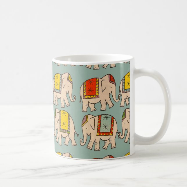 Caneca De Café Teste padrão bonito do elefante dos elefantes do (Direita)