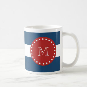 Caneca De Café Teste padrão branco das listras dos azuis
