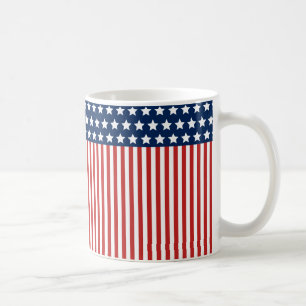 Caneca De Café Teste padrão branco e azul vermelho da bandeira