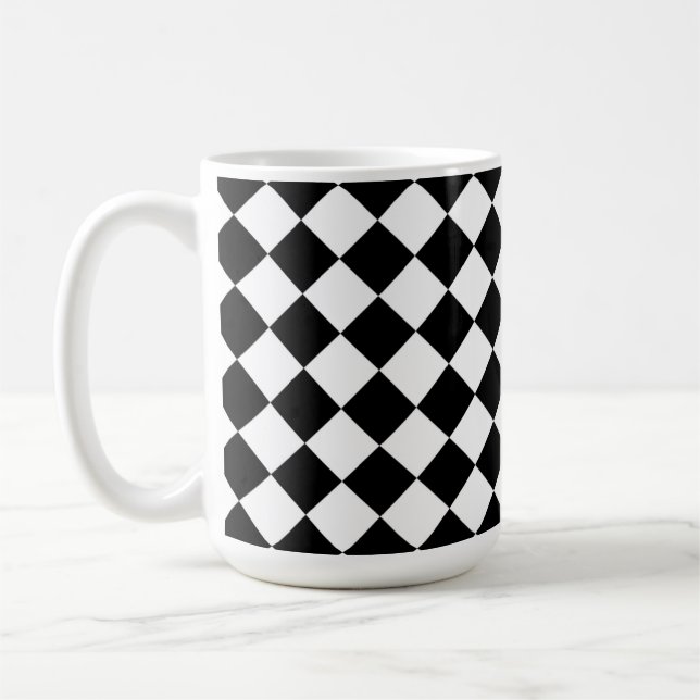 Caneca De Café Teste padrão branco preto da verificação do (Esquerda)