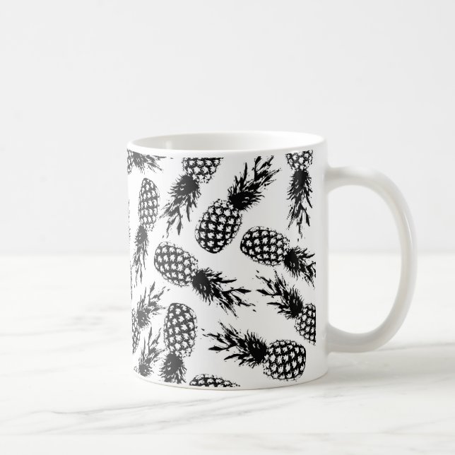 Caneca De Café Teste padrão branco preto moderno abstrato do (Direita)