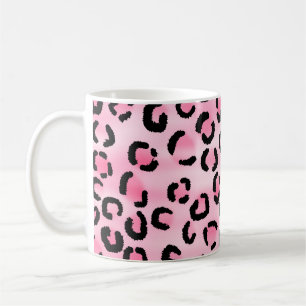 Caneca De Café Teste padrão cor-de-rosa do impressão do leopard