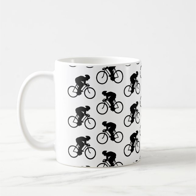 Caneca De Café Teste padrão da bicicleta em preto e branco. (Esquerda)