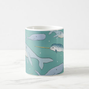 Caneca De Café Teste padrão da parada da baleia
