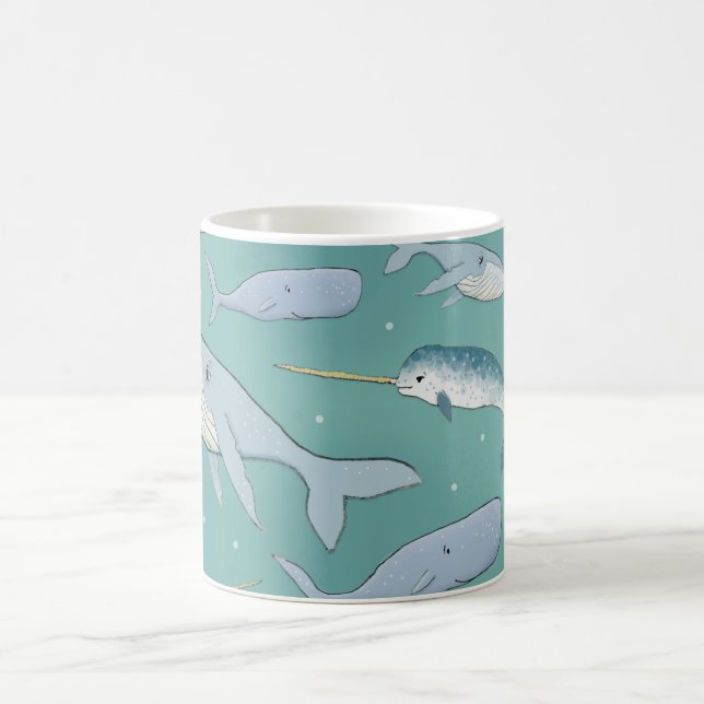 Caneca De Café Teste padrão da parada da baleia (Centro)