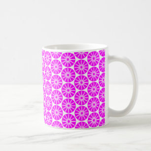 Caneca De Café Teste padrão da roda estrelada - magenta no branco