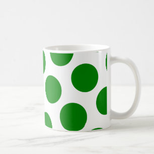 Caneca De Café Teste padrão de bolinhas branco e verde